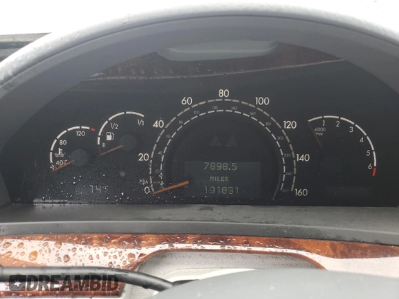 2002 Mercedes-Benz S-Class 5.0L with VIN WDBNG75J02A308650, listed as a Copart auction lot 71954194 with 191,891 mi miles and Clean Title. Bid and sale history available at carsss.com. Image 9.