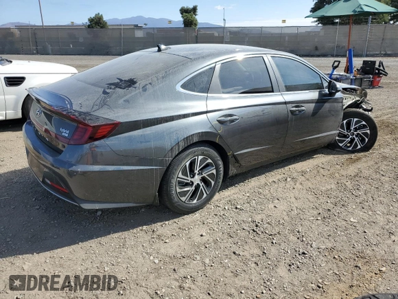 2020 Hyundai Sonata Hybrid Blue with VIN KMHL24JJ0LA012441, listed as a Copart auction lot 73644573 with 23,829 mi miles. Bid and sale history available at carsss.com. Image 3.
