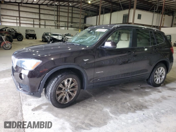 2015 BMW X3 xDrive28i with VIN 5UXWX9C5XF0D59643, listed as a Copart auction lot 54553515 with 76,729 mi miles and Salvage Title. Bid and sale history available at DreamBid. Image 1.