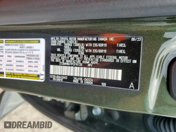 2023 Lexus RX 350 с VIN 2T2BAMBA1PC016139, выставлен на аукционе Copart как лот 61624685 с пробегом 34 915 миль миль и Списание • Salvage title. История ставок и продаж доступна на DreamBid. Изображение 12.