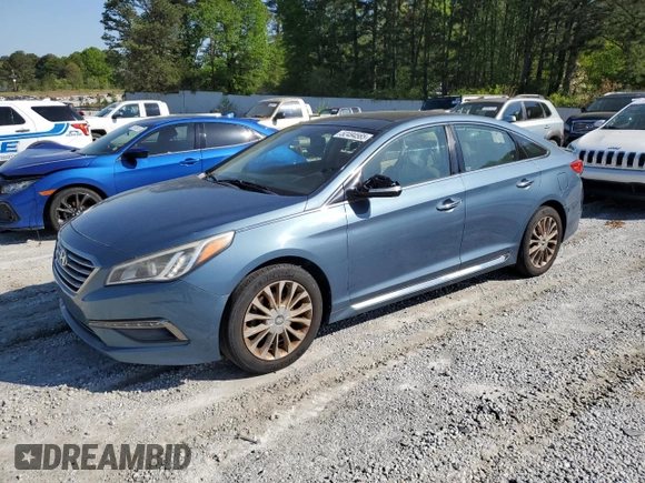 2015 Hyundai Sonata Sport with VIN 5NPE34AF0FH111974, listed as a Copart auction lot 52494565 with 153,108 mi miles and Clean title. Bid and sale history available at DreamBid. Image 1.