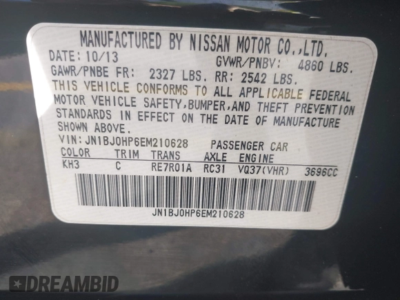 2014 Infiniti QX50 Journey with VIN JN1BJ0HP6EM210628, listed as a IAAI auction lot 40570424 with 48,851 mi miles. Bid and sale history available at carsss.com. Image 9.