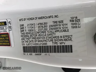 2019 Acura RDX w/Technology Pkg with VIN 5J8TC1H55KL012495, listed as a Copart auction lot 45476813 with 0 mi miles. Bid and sale history available at carsss.com. Image 15.