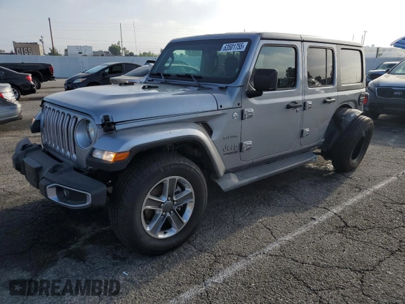 2019 Jeep Wrangler Unlimited Sahara with VIN 1C4HJXEN0KW616942, listed as a Copart auction lot 63501755 with 57,095 mi miles and Salvage title. Bid and sale history available at DreamBid. Image 1.