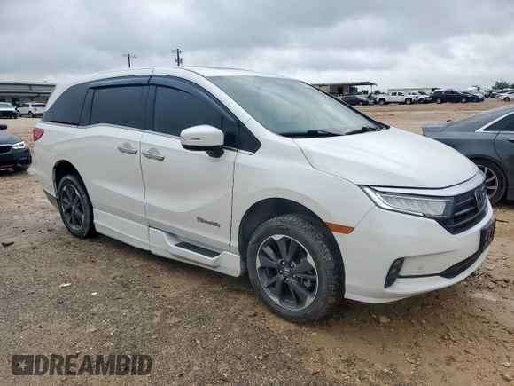 2022 Honda Odyssey Elite with VIN 5FNRL6H93NB066040, listed as a Copart auction lot 60162665 with 36,665 mi miles and Salvage title. Bid and sale history available at DreamBid. Image 4.