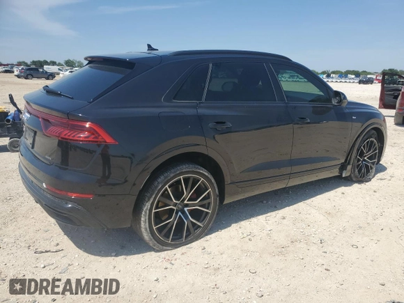 2019 Audi Q8 Premium Plus with VIN WA1EVAF19KD020962, listed as a Copart auction lot 57027725 with 133,995 mi miles and Salvage title. Bid and sale history available at DreamBid. Image 3.