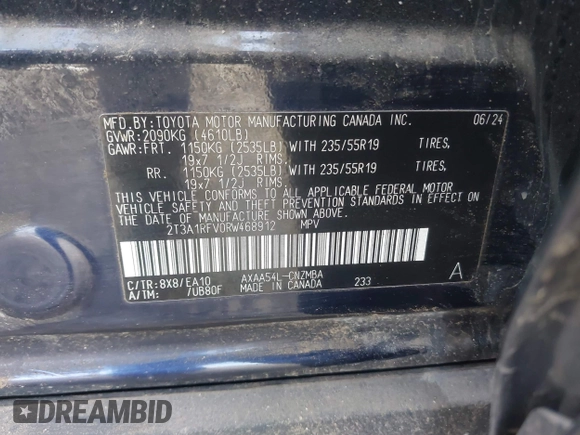 2024 Toyota RAV4 XLE Premium z VIN 2T3A1RFV0RW468912, wystawiony jako IAAI lot #42287928 z przebiegiem 14 574 mil mil oraz . Historia ofert i sprzedaży dostępna na DreamBid. Obrazek 9.