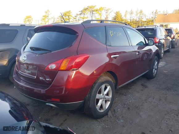 2009 Nissan Murano SL with VIN JN8AZ18WX9W160099, listed as a IAAI auction lot 41577681 with 999,999 mi miles. Bid and sale history available at carsss.com. Image 4.