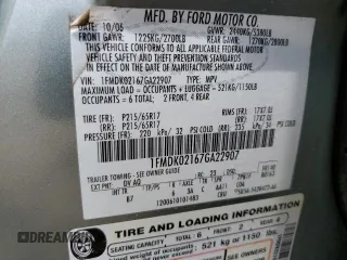 2007 Ford Freestyle SEL z VIN 1FMDK02167GA22907, wystawiony jako Copart lot #59721645 z przebiegiem Nie podano mil oraz Szkoda całkowita • Salvage title. Historia ofert i sprzedaży dostępna na DreamBid. Obrazek 13.