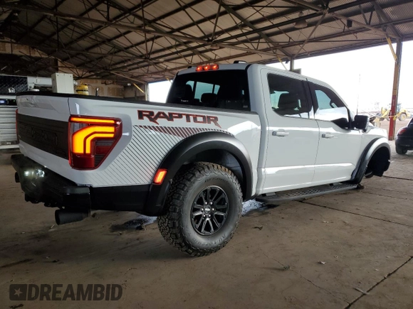 2024 Ford F-150 Raptor with VIN 1FTFW1RG2RFA80359, listed as a Copart auction lot 43185305 with 18,758 mi miles and Salvage Title. Bid and sale history available at DreamBid. Image 3.