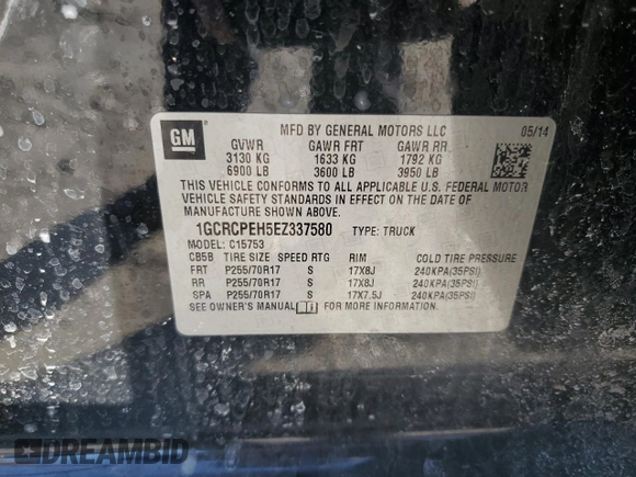 2014 Chevrolet Silverado 1500 Work Truck with VIN 1GCRCPEH5EZ337580, listed as a Copart auction lot 42264025 with Not Provided miles and Salvage Title. Bid and sale history available at DreamBid. Image 13.