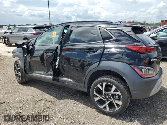2023 Hyundai Kona Limited with VIN KM8K53A3XPU044445, listed as a Copart auction lot 65840044 with 0 mi miles and Non Repairable. Bid and sale history available at carsss.com. Image 2.