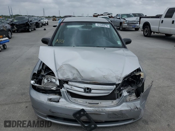 2001 Honda Civic LX with VIN JHMES16551S008527, listed as a Copart auction lot 51445275 with 0 mi miles and Salvage Title. Bid and sale history available at carsss.com. Image 5.