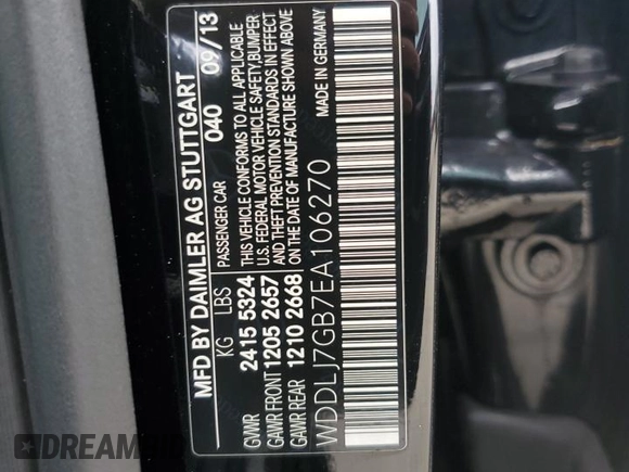 2014 Mercedes-Benz CLS 63 S AMG с VIN WDDLJ7GB7EA106270, выставлен на аукционе Copart как лот 74281774 с пробегом Не указан миль и Списание • Salvage title. История ставок и продаж доступна на DreamBid. Изображение 12.