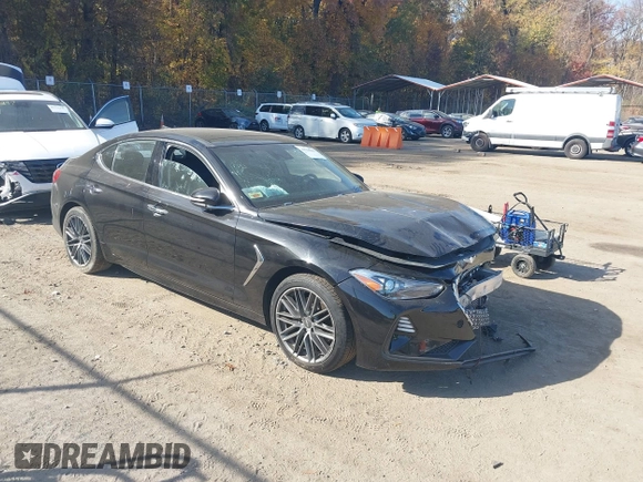 2019 Genesis G70 2.0T Advanced with VIN KMTG34LA5KU044008, listed as a IAAI auction lot 40764045 with 55,659 mi miles. Bid and sale history available at carsss.com. Image 1.