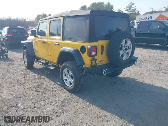 2019 Jeep Wrangler Unlimited Sport S with VIN 1C4HJXDG4KW579364, listed as a IAAI auction lot 41809318 with 22,370 mi miles and . Bid and sale history available at DreamBid. Image 3.