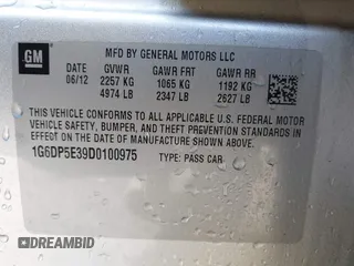 2013 Cadillac CTS Premium with VIN 1G6DP5E39D0100975, listed as a IAAI auction lot 41915113 with 110,436 mi miles and . Bid and sale history available at DreamBid. Image 9.