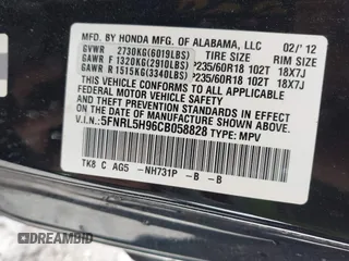 2012 Honda Odyssey Touring with VIN 5FNRL5H96CB058828, listed as a IAAI auction lot 41731389 with 152,295 mi miles and . Bid and sale history available at DreamBid. Image 9.