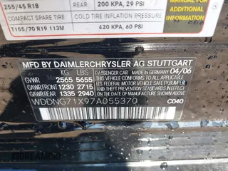 2007 Mercedes-Benz S 550 z VIN WDDNG71X97A055370, wystawiony jako IAAI lot #41163602 z przebiegiem 186 797 mil mil oraz . Historia ofert i sprzedaży dostępna na DreamBid. Obrazek 9.