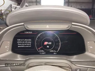 2023 Audi R8 performance quattro with VIN WUACEAFX5P7902124, listed as a IAAI auction lot 41426635 with 3,438 mi miles and . Bid and sale history available at DreamBid. Image 16.