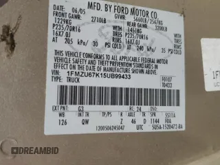 2005 Ford Explorer Sport Trac XLS с VIN 1FMZU67K15UB99433, выставлен на аукционе Copart как лот 57347385 с пробегом 230 533 миль миль и Чистый • Clean title. История ставок и продаж доступна на DreamBid. Изображение 12.