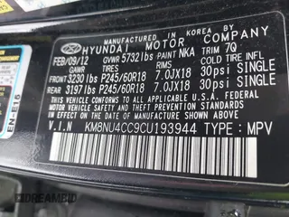 2012 Hyundai Veracruz Limited с VIN KM8NU4CC9CU193944, выставлен на аукционе IAAI как лот 42175764 с пробегом 102 670 миль миль и . История ставок и продаж доступна на DreamBid. Изображение 9.