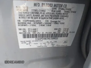 2009 Ford Taurus SEL with VIN 1FAHP24W29G109935, listed as a IAAI auction lot 41467859 with 326,278 mi miles. Bid and sale history available at carsss.com. Image 9.