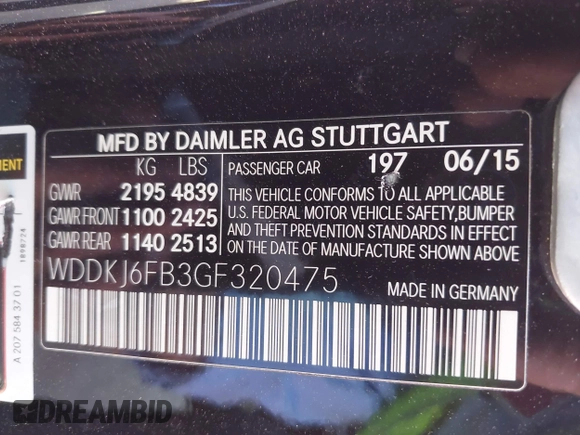 2016 Mercedes-Benz E 400 with VIN WDDKJ6FB3GF320475, listed as a IAAI auction lot 42324564 with 132,182 mi miles and . Bid and sale history available at DreamBid. Image 9.