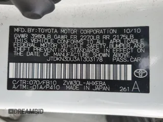 2010 Toyota Prius II with VIN JTDKN3DU3A1303178, listed as a Copart auction lot 51380195 with 131,723 mi miles and Salvage Title. Bid and sale history available at DreamBid. Image 14.