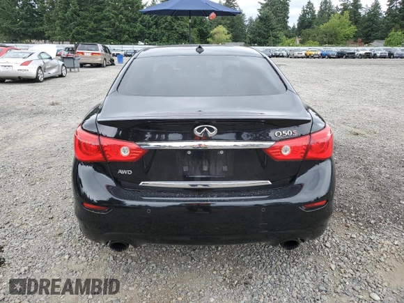 2016 Infiniti Q50 Red Sport 400 with VIN JN1FV7AR3GM451365, listed as a Copart auction lot 62960125 with 87,833 mi miles and Salvage title. Bid and sale history available at DreamBid. Image 6.