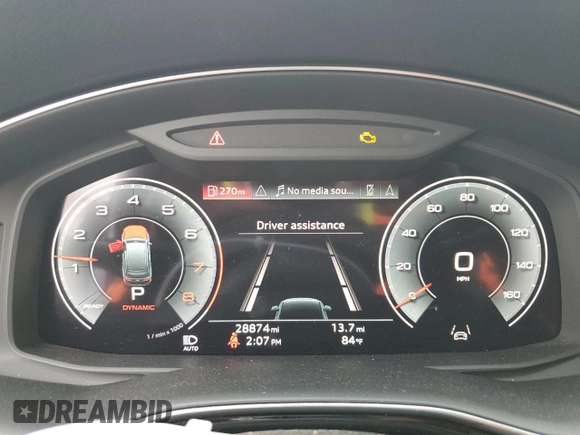 2023 Audi Q7 Premium with VIN WA1AXBF71PD017225, listed as a Copart auction lot 54541995 with 28,874 mi miles and Salvage title. Bid and sale history available at DreamBid. Image 9.