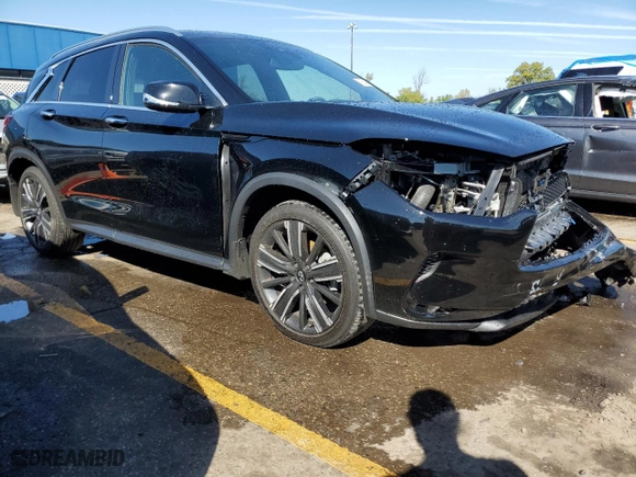 2022 Infiniti QX50 LUXE with VIN 3PCAJ5BB0NF113033, listed as a Copart auction lot 71953474 with 25,233 mi miles and Salvage Title. Bid and sale history available at carsss.com. Image 4.