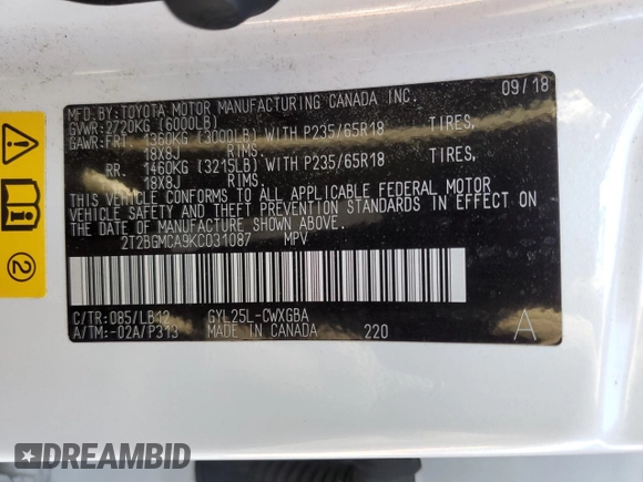 2019 Lexus RX with VIN 2T2BGMCA9KC031087, listed as a Copart auction lot 67036352 with 25,136 mi miles. Bid and sale history available at carsss.com. Image 14.