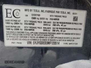 2021 Tesla Model Y Standard Range z VIN 5YJYGDED3MF120514, wystawiony jako Copart lot #46156775 z przebiegiem 93 470 mil mil oraz Szkoda całkowita • Salvage title. Historia ofert i sprzedaży dostępna na DreamBid. Obrazek 13.