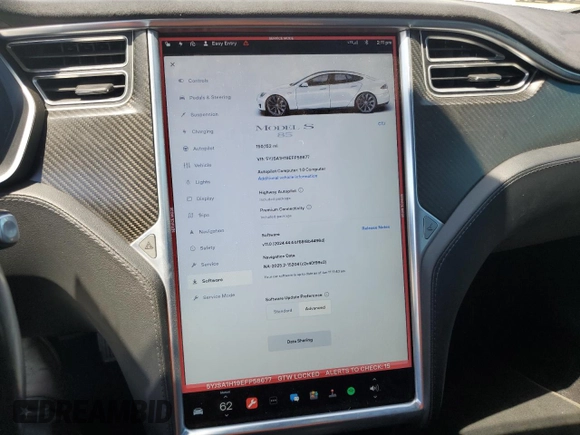 2014 Tesla Model S 60 with VIN 5YJSA1H19EFP58677, listed as a Copart auction lot 61446345 with 150,152 mi miles and Salvage title. Bid and sale history available at DreamBid. Image 9.