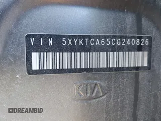 2012 Kia Sorento LX with VIN 5XYKTCA65CG240826, listed as a IAAI auction lot 41258709 with 1 mi miles. Bid and sale history available at carsss.com. Image 9.