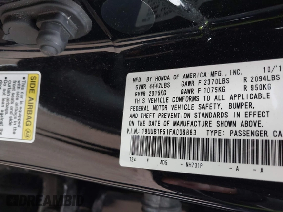 2015 Acura TLX Technology with VIN 19UUB1F51FA006883, listed as a IAAI auction lot 42355170 with 135,556 mi miles and . Bid and sale history available at DreamBid. Image 9.
