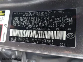 2021 Toyota Camry Hybrid LE with VIN 4T1C31AK4MU557997, listed as a IAAI auction lot 41863503 with 121,270 mi miles. Bid and sale history available at carsss.com. Image 9.