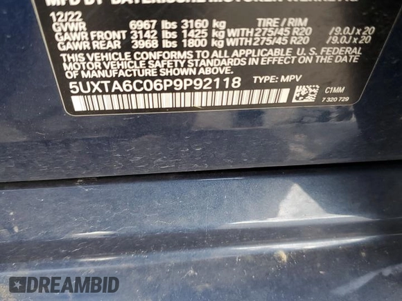 2023 BMW X5 xDrive45e with VIN 5UXTA6C06P9P92118, listed as a Copart auction lot 51798505 with Not provided miles and Salvage title. Bid and sale history available at DreamBid. Image 15.