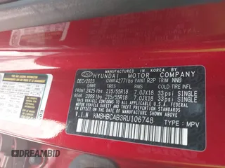 2024 Hyundai Kona SEL with VIN KM8HBCAB3RU106748, listed as a IAAI auction lot 42126099 with 25,166 mi miles and . Bid and sale history available at carsss.com. Image 9.