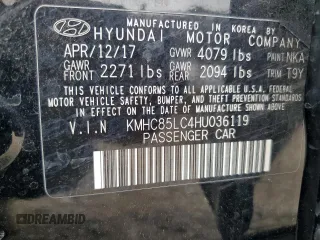 2017 Hyundai Ioniq Limited with VIN KMHC85LC4HU036119, listed as a Copart auction lot 55686595 with 326,888 mi miles and Salvage title. Bid and sale history available at DreamBid. Image 12.