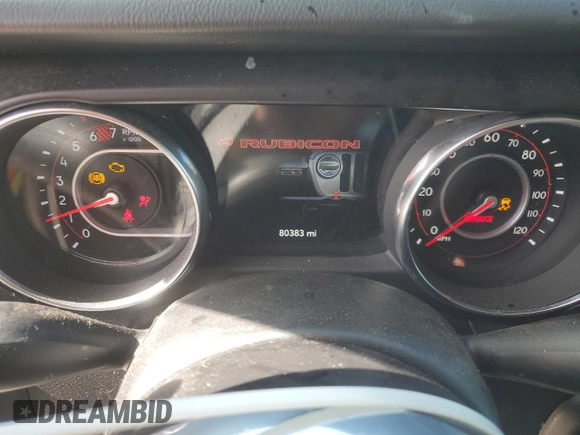 2018 Jeep Wrangler Unlimited Rubicon with VIN 1C4HJXFN6JW203324, listed as a Copart auction lot 47960635 with 80,383 mi miles and Salvage title. Bid and sale history available at DreamBid. Image 9.