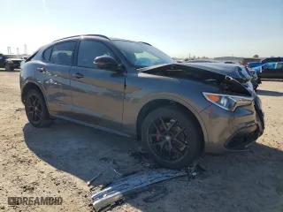 2021 Alfa Romeo Stelvio Ti with VIN ZASPAKBN4M7D18255, listed as a Copart auction lot 48514765 with 0 mi miles and Salvage Title. Bid and sale history available at carsss.com. Image 4.
