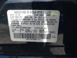 2019 Infiniti Q50 Luxe с VIN JN1EV7AP6KM515093, выставлен на аукционе IAAI как лот 41665582 с пробегом 88 257 миль миль и . История ставок и продаж доступна на DreamBid. Изображение 9.