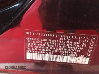 2024 Volkswagen Jetta S with VIN 3VW5M7BU3RM042060, listed as a IAAI auction lot 42734023 with 27,927 mi miles and . Bid and sale history available at DreamBid. Image 21.