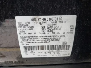 2022 Ford Explorer Timberline with VIN 1FMSK8JH9NGC30247, listed as a IAAI auction lot 41882123 with 36,911 mi miles. Bid and sale history available at carsss.com. Image 9.