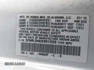 2014 Honda Odyssey EX-L with VIN 5FNRL5H65EB012528, listed as a IAAI auction lot 41951424 with 161,832 mi miles and . Bid and sale history available at DreamBid. Image 9.