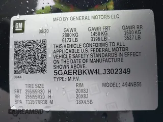 2020 Buick Enclave Essence with VIN 5GAERBKW4LJ302349, listed as a IAAI auction lot 41532027 with 78,617 mi miles. Bid and sale history available at carsss.com. Image 9.