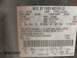 2006 Ford F-150 XLT с VIN 1FTPW14V86FB66569, выставлен на аукционе IAAI как лот 42554627 с пробегом Не указан миль и . История ставок и продаж доступна на DreamBid. Изображение 9.