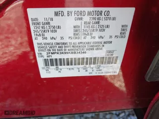 2019 Ford Edge Titanium with VIN 2FMPK3K99KBB34346, listed as a IAAI auction lot 41639398 with 87,065 mi miles. Bid and sale history available at carsss.com. Image 9.